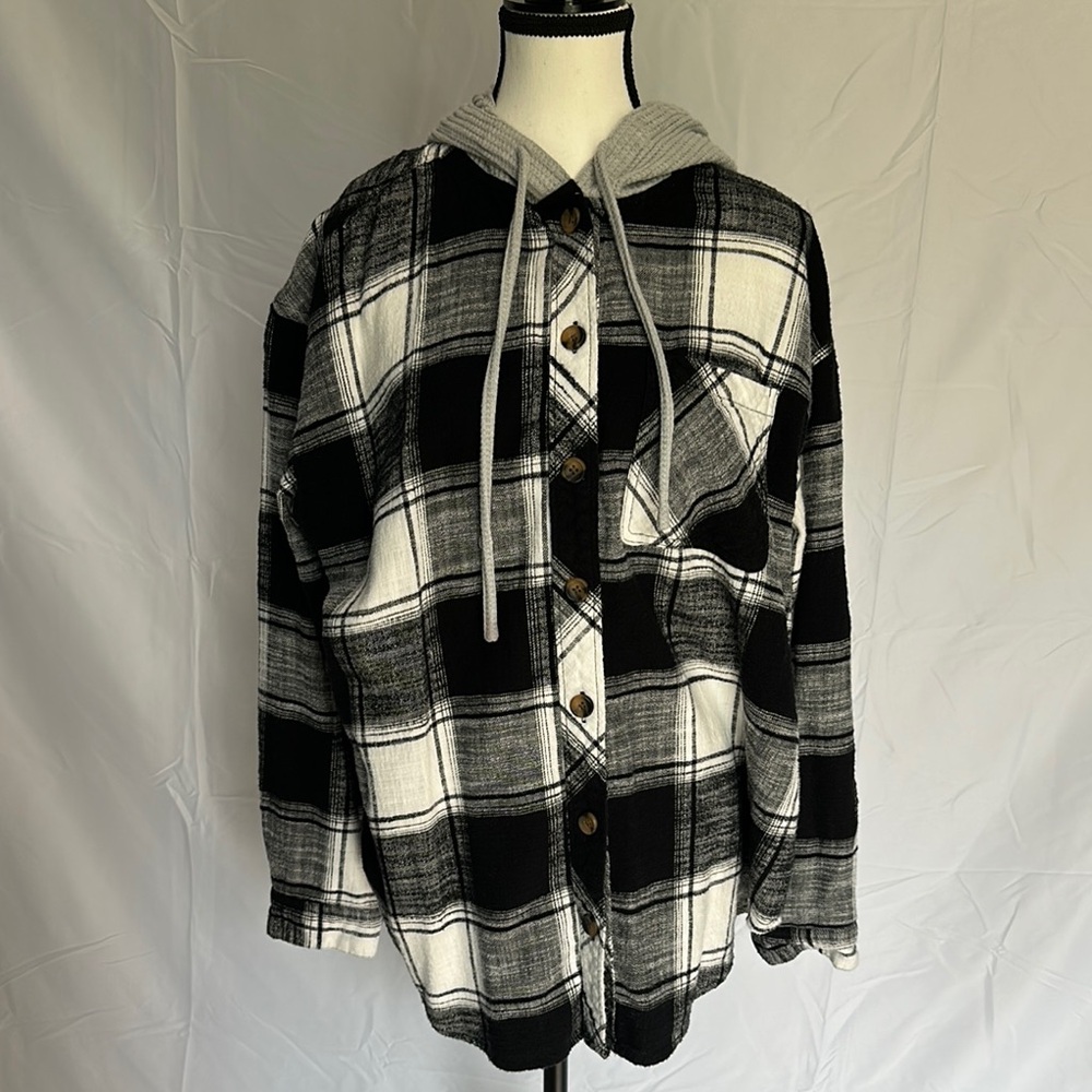 Maurices Black and White Checkered Hoodie